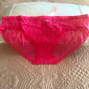 Coral pink Victoria’s Secret lace panty S